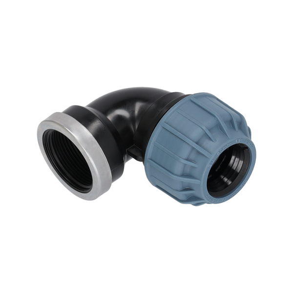 PP Fitting für PE Rohr | Winkel 90° Klemm x IG mit VA-Ring PN10 63 mm x 2"
