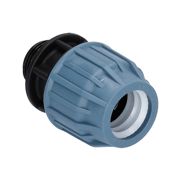 PP Fitting für PE Rohr | Kupplung Klemm x AG PN16 DVGW 16 mm x 3/8"