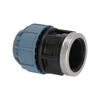 PP Fitting für PE Rohr | Kupplung Klemm x IG mit VA-Ring PN16 DVGW 40 mm x 1 1/4"