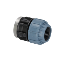 PP Fitting für PE Rohr | Kupplung Klemm x IG mit VA-Ring PN16 DVGW 40 mm x 1 1/4"