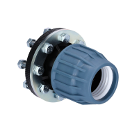 PP Fitting für PE Rohr | Kupplung mit Flansch PN16 DVGW 50 x 50 mm (2")