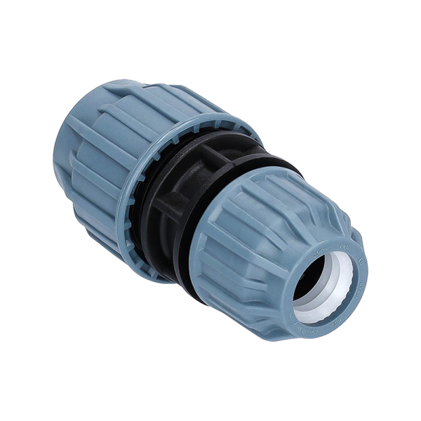 PP Fitting für PE Rohr | Reduzierkupplung Klemm x Klemm PN16 DVGW 63 x 40 mm