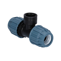 PP Fitting für PE Rohr | T-Stück Klemm x IG x Klemm PN16 DVGW 20 mm x 3/4" x 20 mm