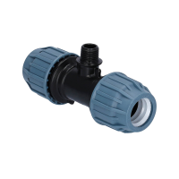 PP Fitting für PE Rohr | T-Stück Klemm x AG x Klemm PN16 DVGW 32 mm x 1" x 32 mm