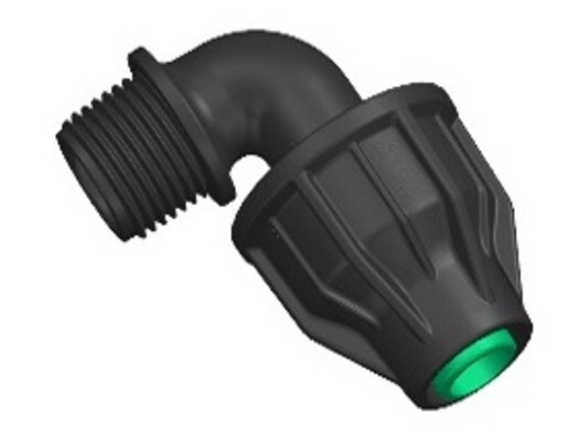 PP Fitting für PE Rohr | Lock Winkel 90° Lock x AG 16 mm x 1/2"