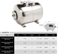 Druckkessel Druckbehälter Membrankessel für Hauswasserwerk mit EPDM Membran 24,0 L Edelstahl