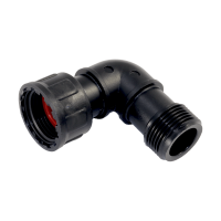 PVC - Verbindungsstück Ventilverteiler mit O-Ring 90° Winkel 1" IG x 1" AG Schwarz