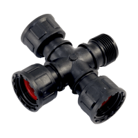 PVC - Verbindungsstück Ventilverteiler mit O-Ring Kreuzstück 1" IG x 1" IG x 1" IG x 1" AG Schwarz