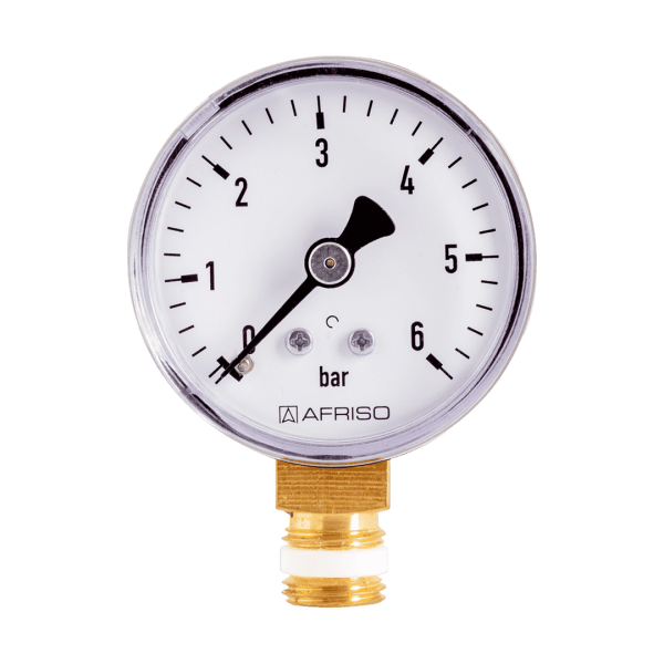 Druckmesser - Manometer Ø 50 MM Radial 1/4" AG - Selbstdichtend mit PTFE-Dichtring 0-6 Bar