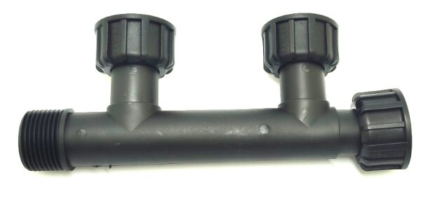 Ventilverteiler - Swivel mit Flachdichtung 2 - fach Verteiler 3 x IG ÜWM 1 x AG / 1"