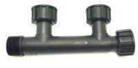 Ventilverteiler - Swivel mit Flachdichtung 2 - fach Verteiler 3 x IG ÜWM 1 x AG / 1"