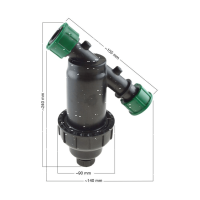 YDV Überwurf Kunststoff-Filter mit 2 x IG-Verschraubung Modell "D" 1" x 1" Edelstahl-Sieb