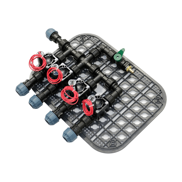 Ventilbox vormontiert Standard 4 Zonen mit Hunter PGV Magnetventilen inkl. Ausblasventil für Druckluft-25 mm