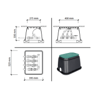 Ventilbox vormontiert Standard 4 Kreise / Zonen mit Hunter PGV Magnetventilen inkl. Ausblasventil für Druckluft