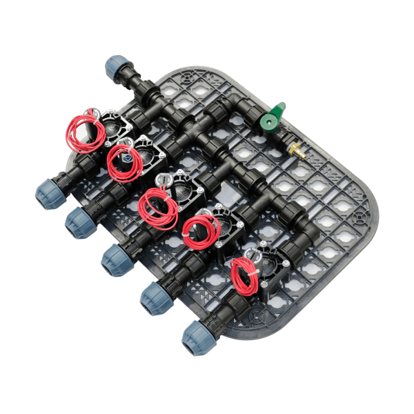 Ventilbox vormontiert Standard 5 Zonen mit Hunter PGV Magnetventilen inkl. Ausblasventil für Druckluft-25 mm