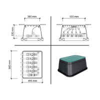 Ventilbox vormontiert Jumbo 12 Kreise / Zonen mit Hunter PGV Magnetventilen inkl. Ausblasventil für Druckluft