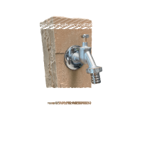 Wasserentnahme - Stele aus Naturstein H = 1,00 m Quarz gold
